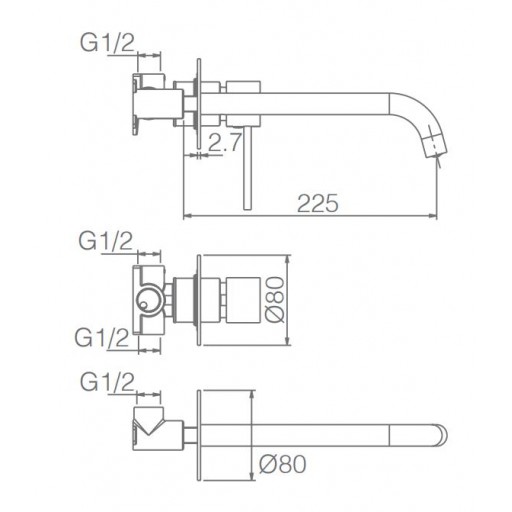 Grifo de lavabo monomando empotrado Milos Stick cromo de Imex [1]