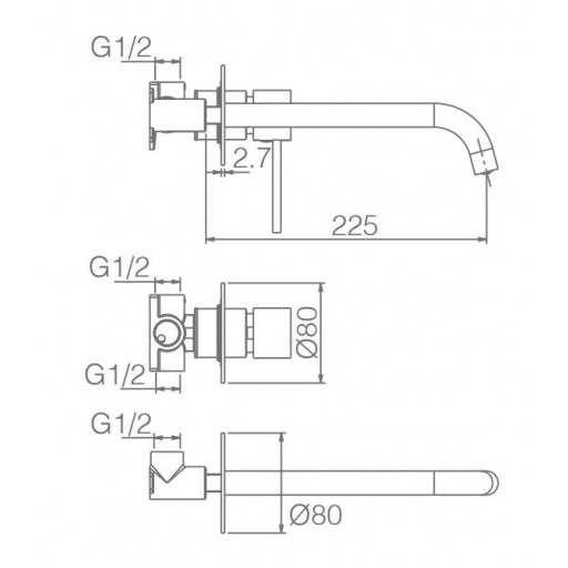 Grifo de lavabo monomando empotrado Milos Stick blanco mate de Imex [1]