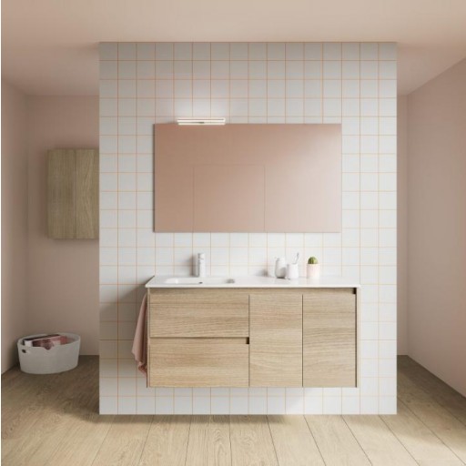 Mueble de baño Alfa Compact suspendido 120 cm 2 cajones con 2 puertas seno desplazado izquierda promocion de Royo