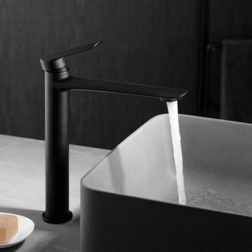 Grifo lavabo alto monomando Ural negro mate de Imex