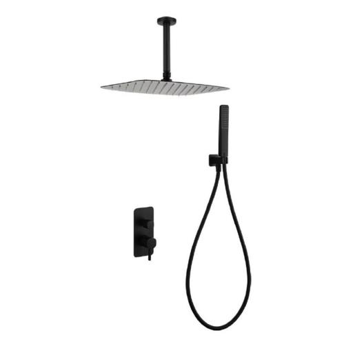 Conjunto de ducha empotrado monomando Arezzo negro mate de Imex