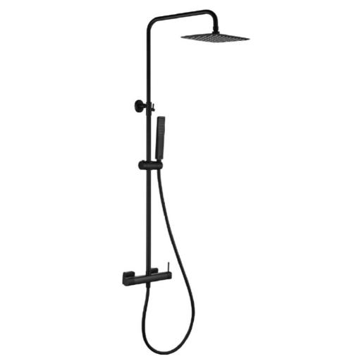 Conjunto barra de ducha monomando Firenze negro mate de Imex