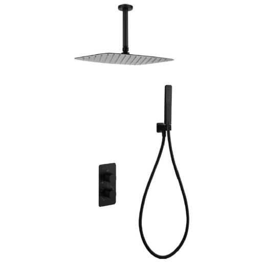 Conjunto de ducha termostático empotrado Sassari negro mate de Imex [0]