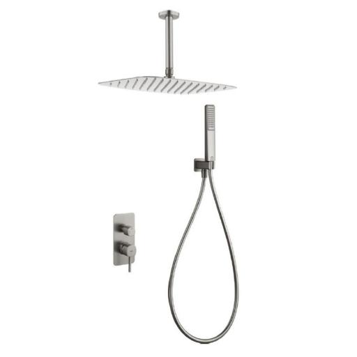 Conjunto de ducha empotrado monomando Arezzo niquel cepillado de Imex