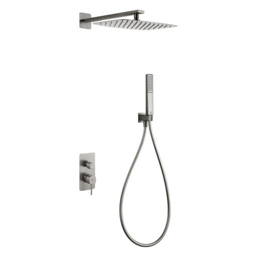 Conjunto ducha monomando empotrado Firenze niquel cepillado de Imex