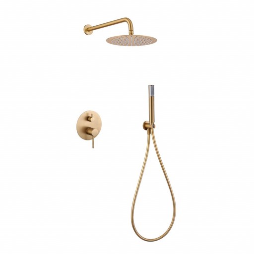 Grifo de ducha empotrado monomando Monza oro cepillado de IMEX
