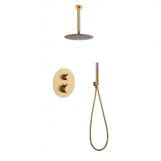 Grifo de ducha empotrado termostático TIVOLI oro cepillado de IMEX [0]