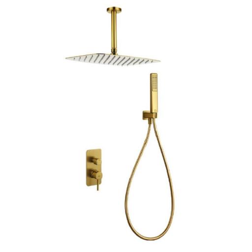 Conjunto de ducha empotrado monomando Arezzo oro cepillado de Imex