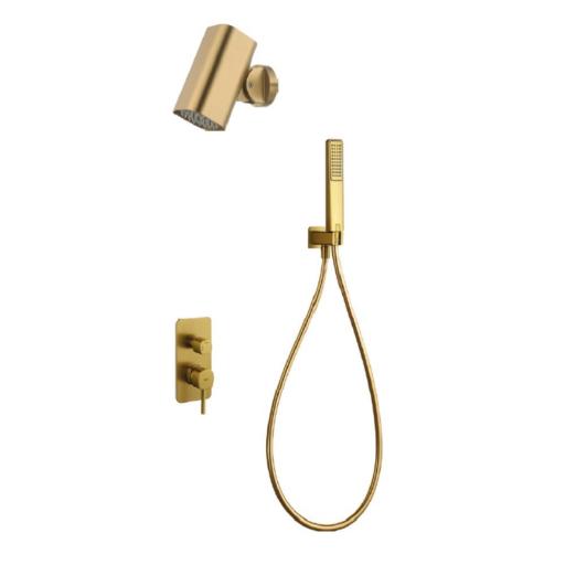 Conjunto de ducha empotrado monomando Toscana oro cepillado de Imex [0]