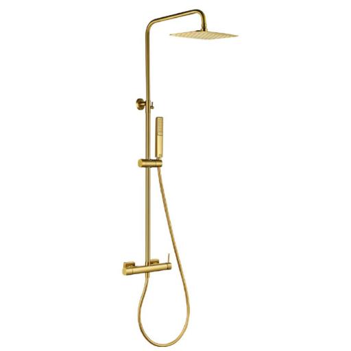 Conjunto barra de ducha monomando Firenze oro cepillado de Imex [0]