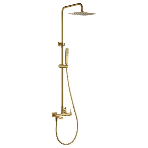 Conjunto barra de baño ducha monomando Firenze oro rosa cepillado de Imex [0]