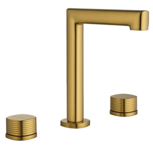 Grifo de lavabo bimando sobre encimera Firenze oro cepillado de Imex [0]