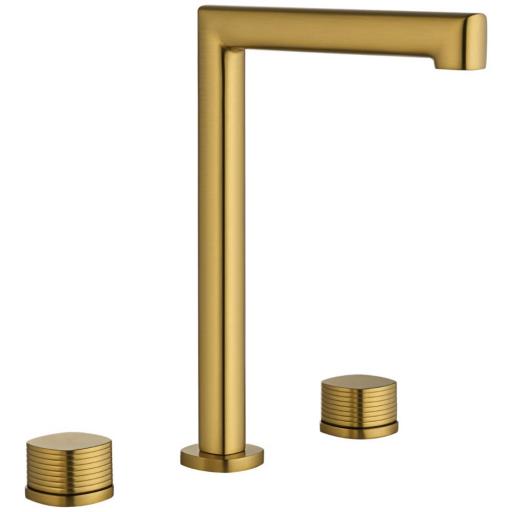 Grifo de lavabo alto bimando sobreencimera Firenze oro cepillado de Imex [0]