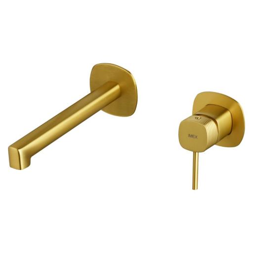Grifo de lavabo monomando empotrado Firenze oro cepillado de Imex