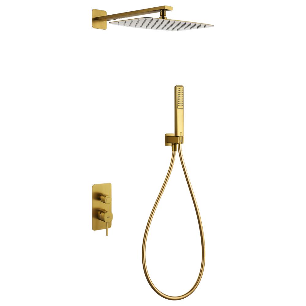 Conjunto ducha monomando empotrado Firenze oro cepillado de Imex