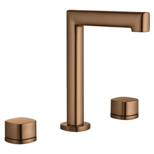 Grifo bimando de lavabo Toscana oro rosa cepillado de Imex