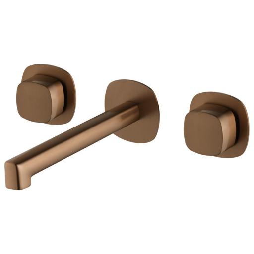 Grifo bimando de lavabo empotrado oro rosa cepillado de Imex [0]