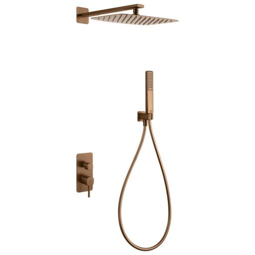 Conjunto monomando empotrado Toscana oro rosa cepillado de Imex [0]