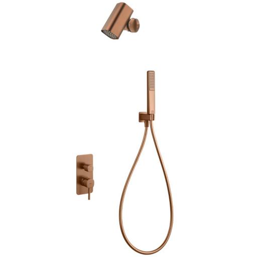 Conjunto de ducha empotrado monomando Toscana oro rosa cepillado de Imex [0]