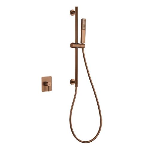 Conjunto de ducha empotrado monomando 1 vía Toscana oro rosa cepillado de Imex [0]