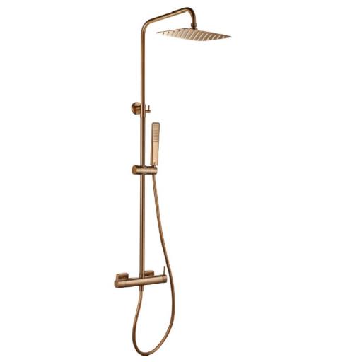 Conjunto barra de ducha monomando Firenze oro rosa cepillado de Imex [0]