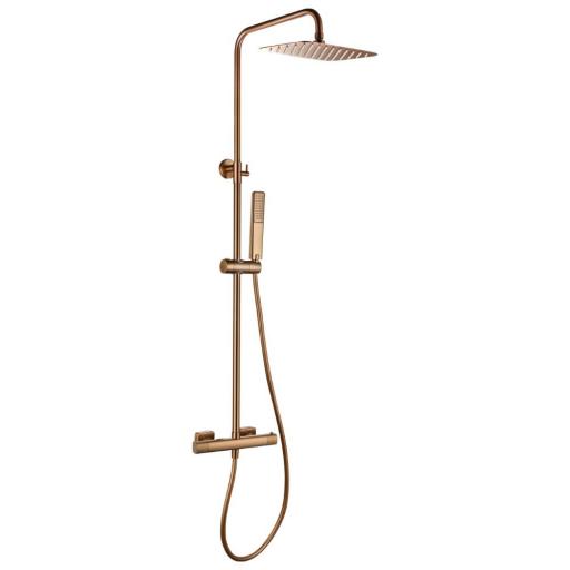 Conjunto barra de ducha termostático Firenze oro rosa cepillado de Imex [0]