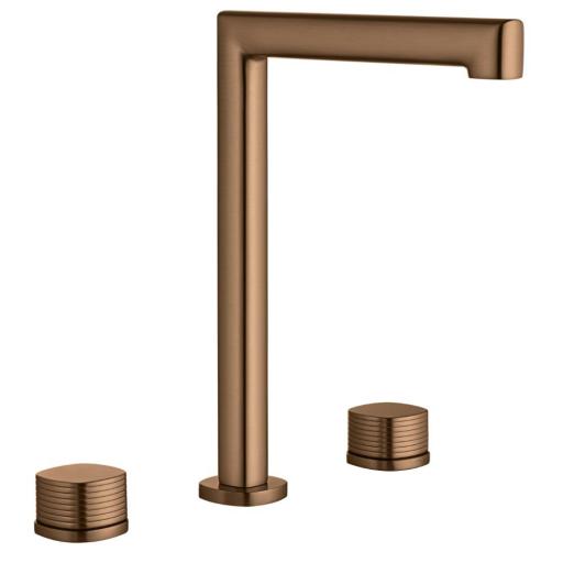 Grifo de lavabo alto bimando sobreencimera Firenze oro rosa cepillado de Imex [0]