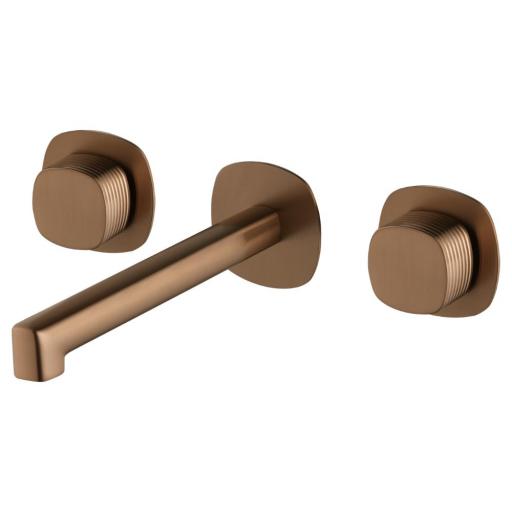 Grifo de lavabo bimando empotrado Firenze oro rosa cepillado de Imex