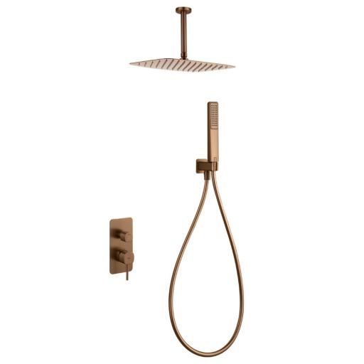 Conjunto de ducha monomando empotrado Sassari oro rosa cepillado de Imex [0]