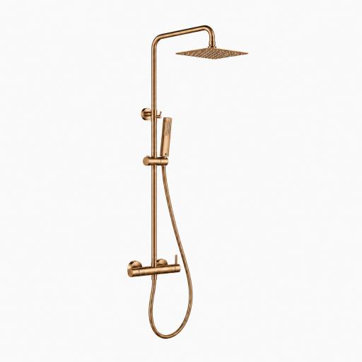 Conjunto grifo de ducha monomando TOSCANA oro rosa cepillado de IMEX