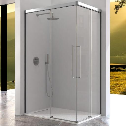 Mampara angular Pavia 2 hojas correderas + 2 hojas fijas de ducha de Kassandra con diferentes acabados [0]