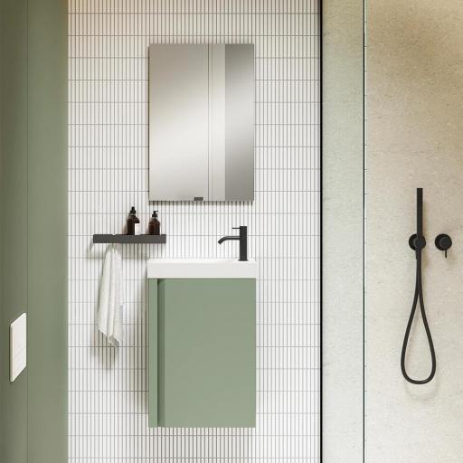 Conjunto mueble de baño fondo reducido Nido 1 puerta de Visobath con diferentes acabados