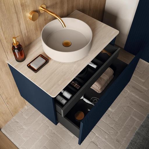 Mueble de baño Bari duo 1 cajon suspendido sobre encimera de Visobath con diferentes acabados [1]