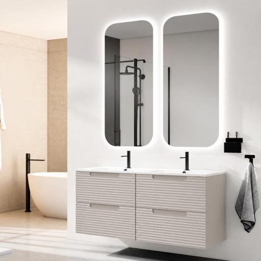 Mueble de baño suspendido 4 cajones 2 senos encastrado Kyoto de Visobath [1]