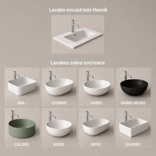 Mueble de baño Kyoto suspendido 4 cajones 2 senos sobre encimera de Visobath [3]