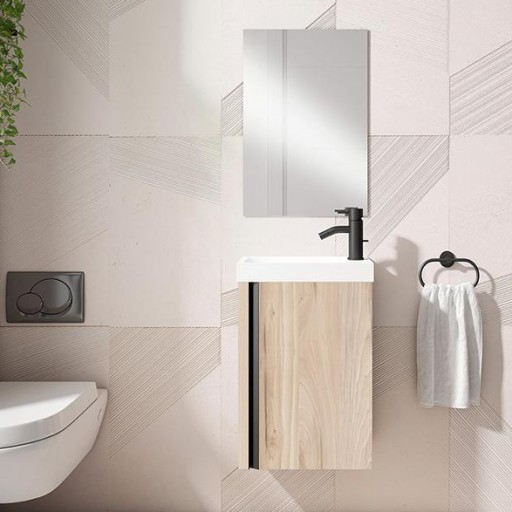 Promo conjunto completo mueble de baño Nido 1 puerta suspendido fondo reducido de Visobath [3]