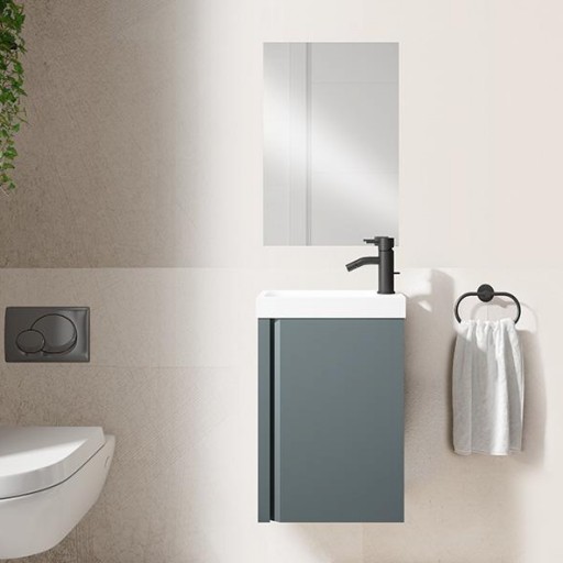 Promo conjunto completo mueble de baño Nido 1 puerta suspendido fondo reducido de Visobath [4]