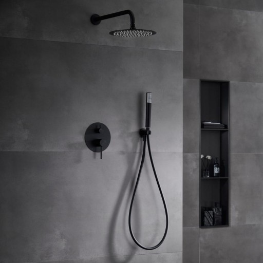 Grifo de ducha empotrado monomando Monza negro mate de IMEX [1]