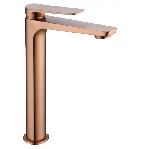 Grifo lavabo alto monomando oro rosa cepillado de Imex