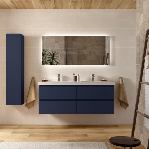 Mueble de baño Bequia suspendido 4 cajones 140 cm azul satinado de Salgar [0]