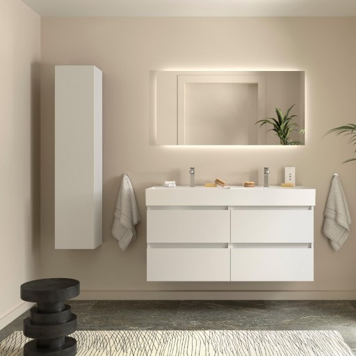 Mueble de baño Bequia suspendido 4 cajones 120 cm blanco mate lavabo Veneto de Salgar