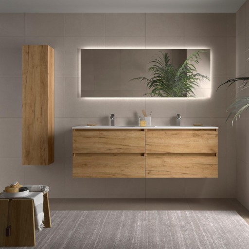 Mueble de baño Bequia suspendido 4 cajones 160 cm roble áfrica de Salgar