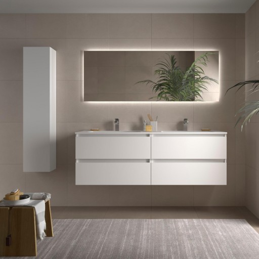 Mueble de baño Bequia suspendido 4 cajones 160 cm blanco mate de Salgar