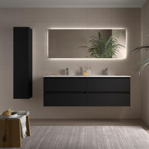 Mueble de baño Bequia suspendido 4 cajones 160 cm negro mate de Salgar