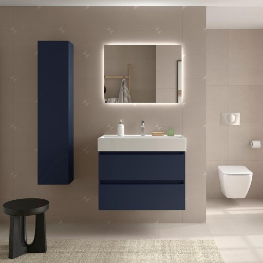 Mueble de baño Bequia suspendido 2 cajones azul satinado Veneto de Salgar