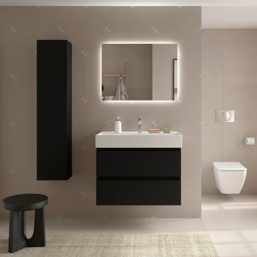 Mueble de baño Bequia suspendido 2 cajones negro mate Veneto de Salgar