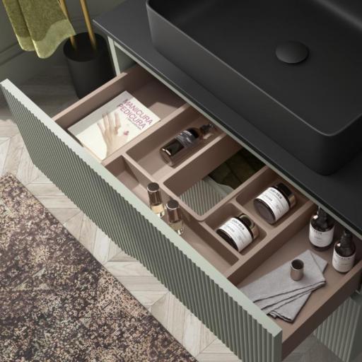 Mueble de baño Bamboo suspendido 2 cajones lavabo sobre-encimera de Coycama con diferentes opciones [1]