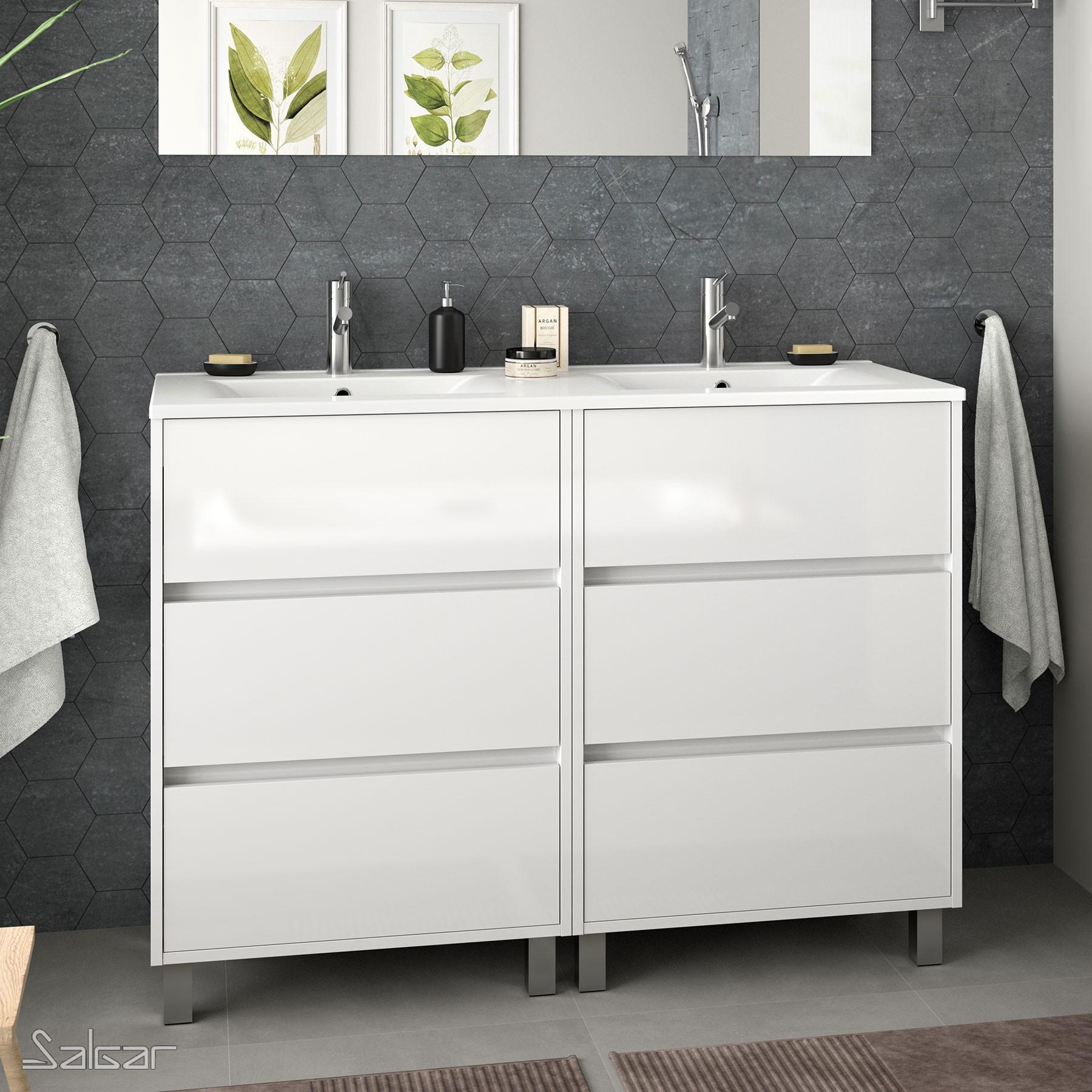 Conjunto mueble de baño ARENYS 1000 GRIS MATE + Lavabo + Espejo + Aplique