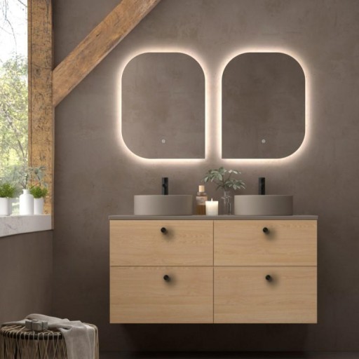 Mueble de baño Carmen suspendido doble seno laminados sobre encimera costados ocultos de Avila Dos  [1]