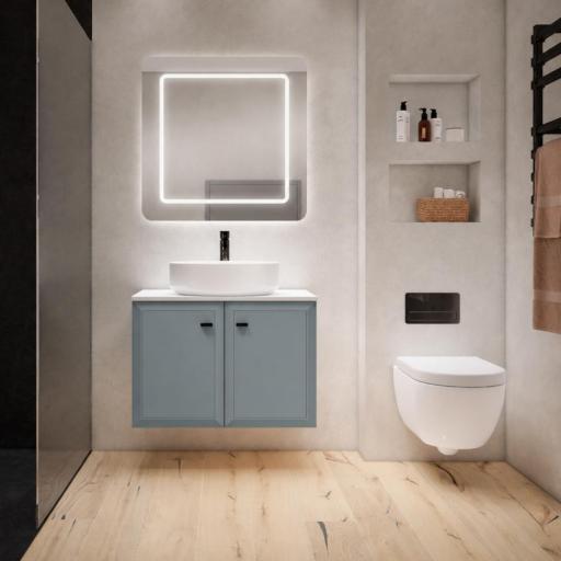 Mueble de baño Delta 2 puertas suspendido sobre encimera de Visobath [1]